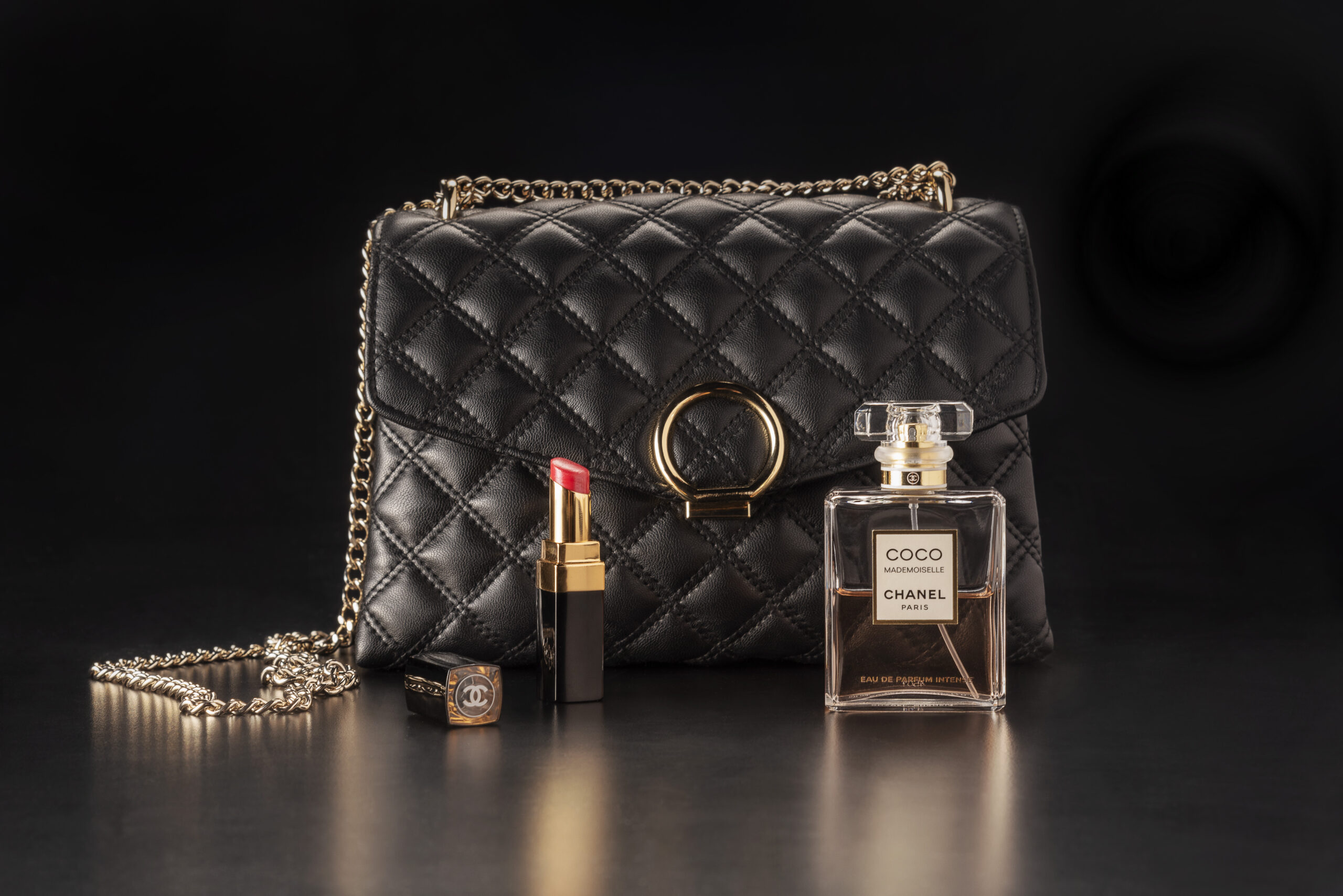 Black leather michael kors handbag